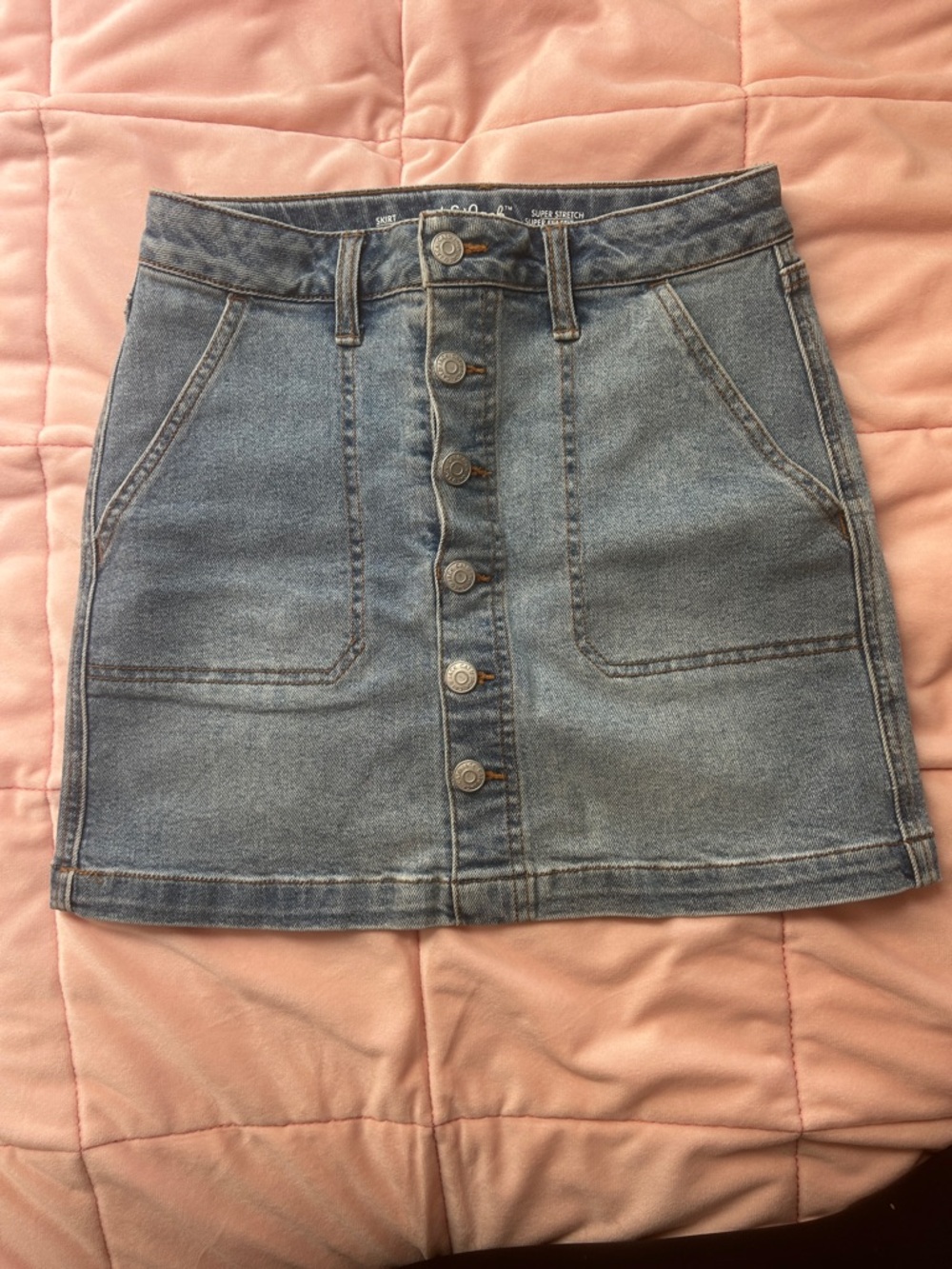 Cat & Jack Light Blue Button-Front Denim Mini Skirt